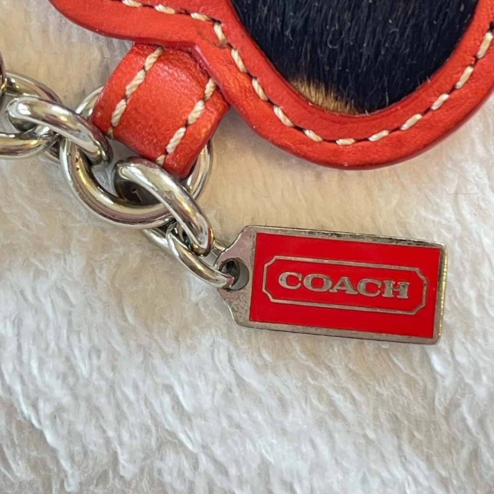 Coach collector Heart Keychain Calf Hair Animal Print Charm - Picture 3 of 6
